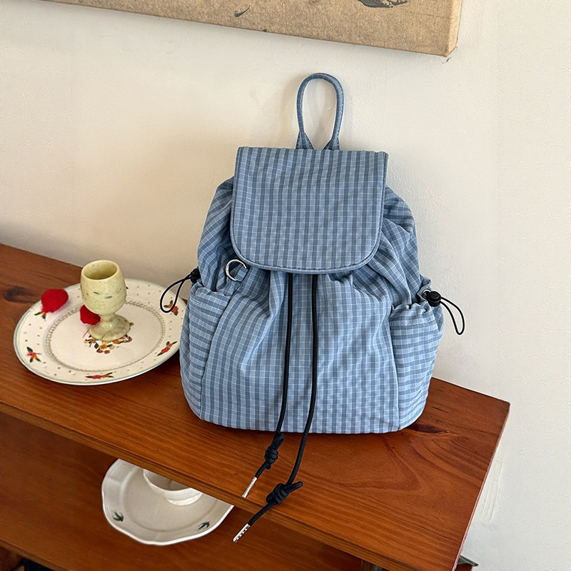 Canvas Backpack Casual - Sac à dos léger à carreaux