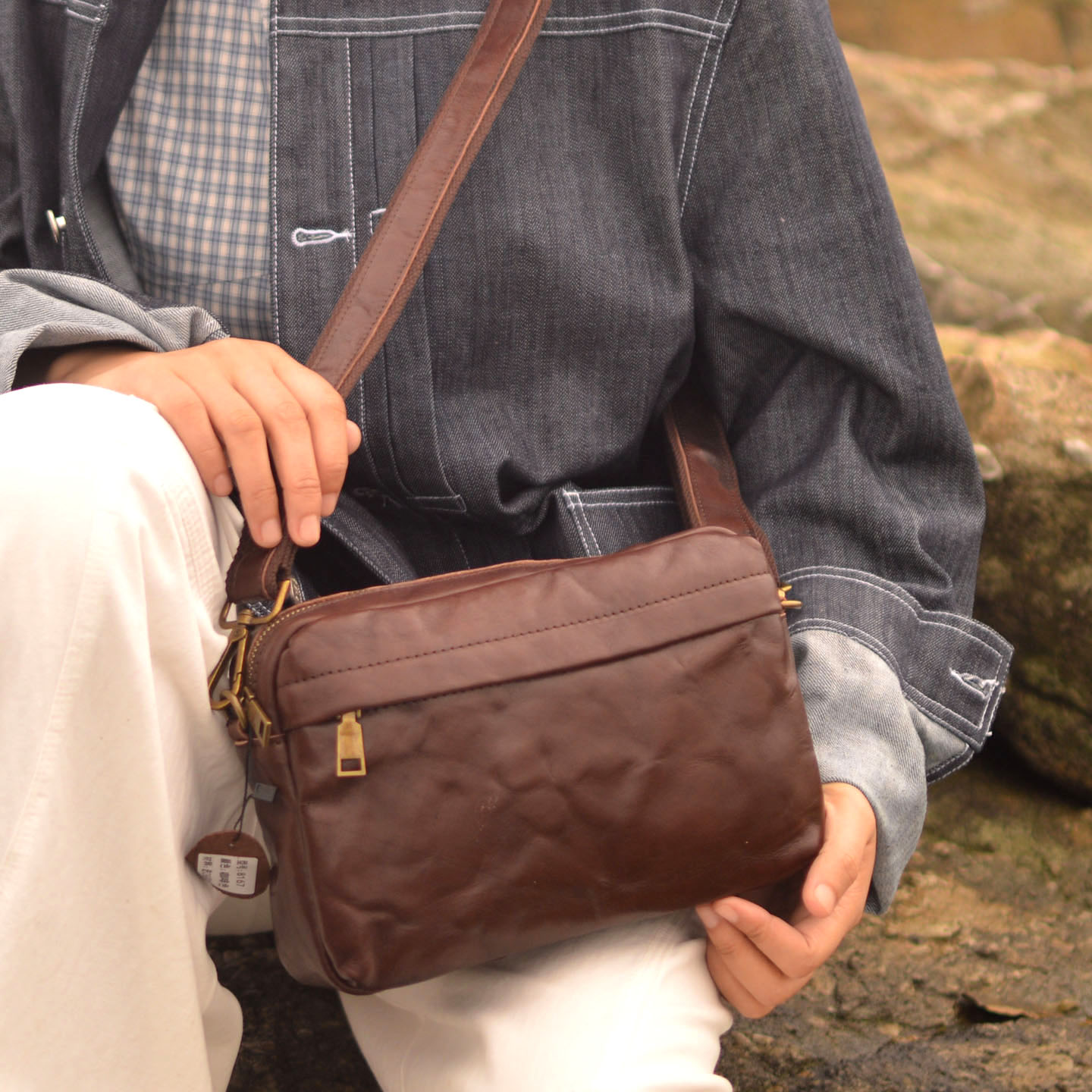 Leather Backpack Vintage - AETOO – sac à bandoulière vintage