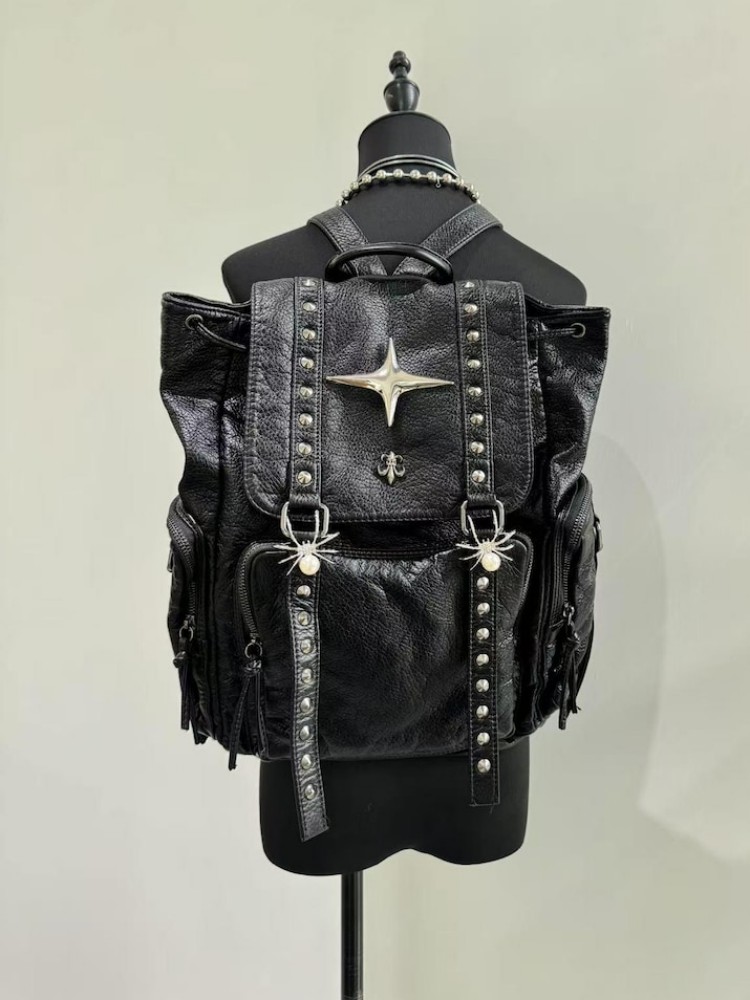 Leather Backpack Vintage - Sac à bandoulière gothique Punk en