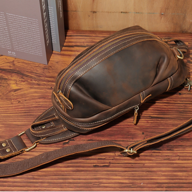 Sling Backpack Shoulder - Sac à bandoulière en cuir véritable