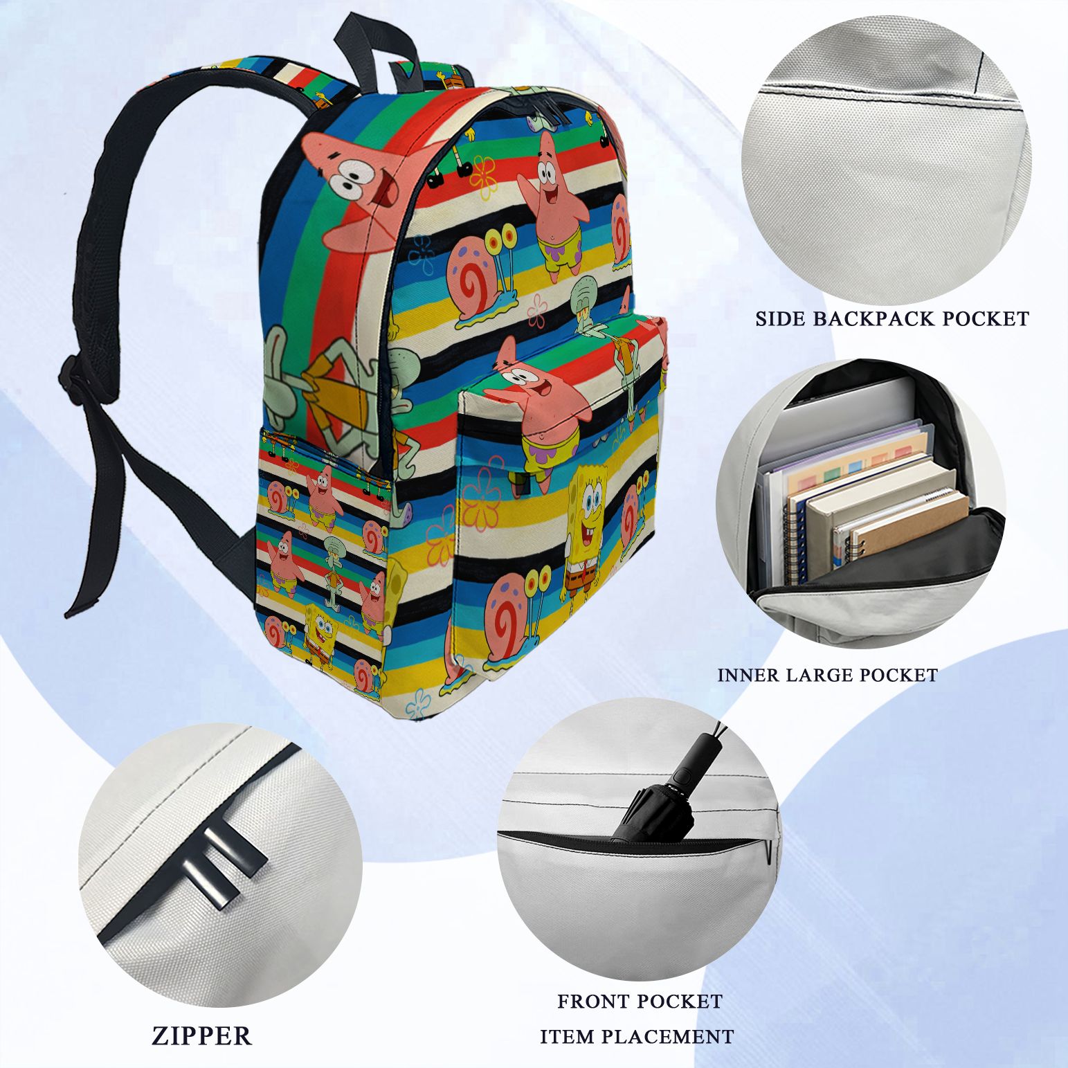 Sac à dos à imprimé rayé Bob l - School Backpack Teen avis et prix