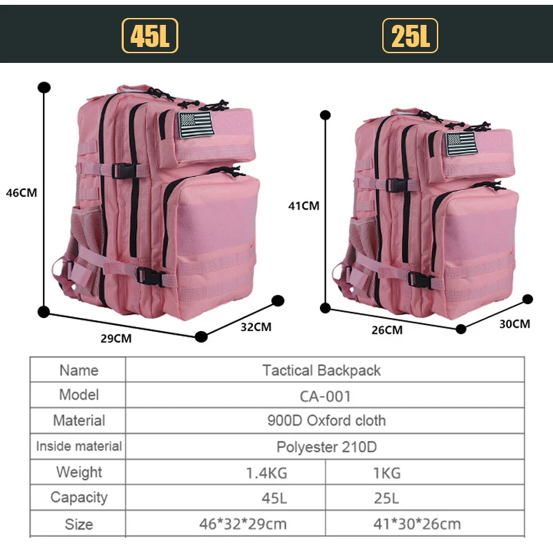 25L/45L 3P sac à dos tactique  - Rucksack Military Style avis et prix